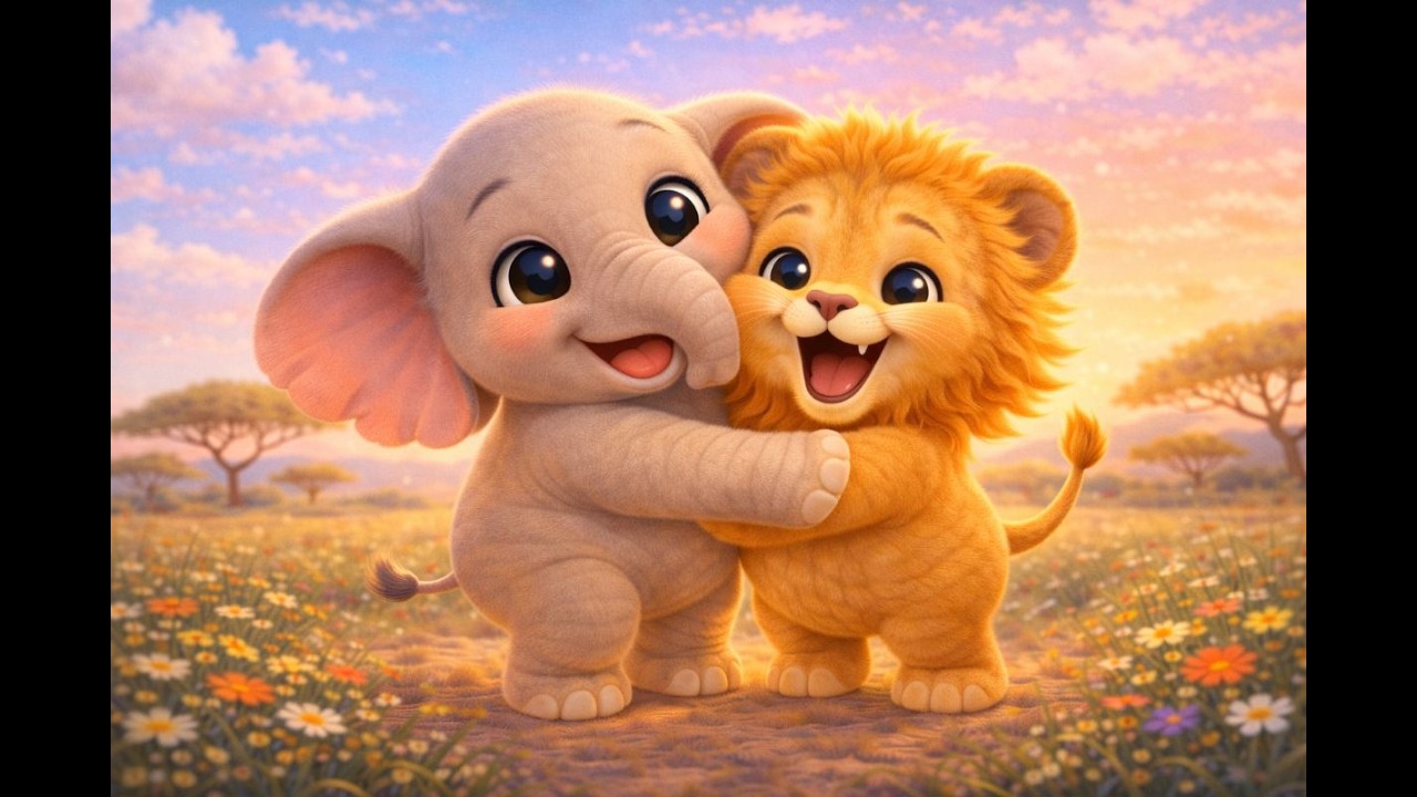 Маленький слоник и лев 🐘🦁 | Милая песенка о дружбе животных для детей | Детские стишки
