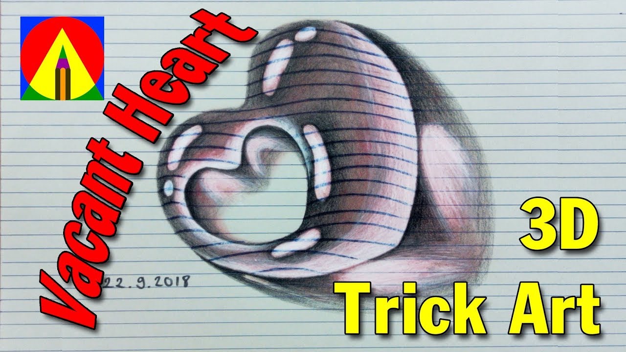 Draw a Vacant Heart water drop floating on line paper