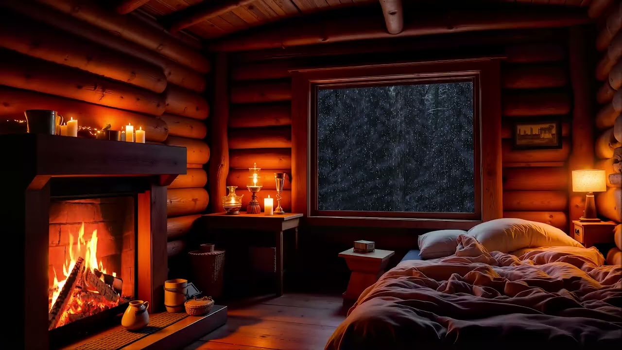 Sleep Soundly in Your Cozy Corner - Rain and Crackling Fireplace Sounds for Tranquil Sleep
