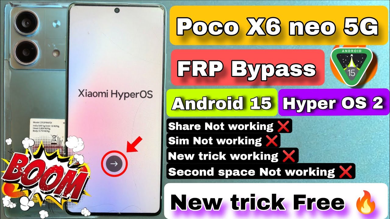 #android15 | POCO X6 neo 5G FRP BYPASS | poco X6 neo 5G google account bypass hyper OS 2 |🔥new trick