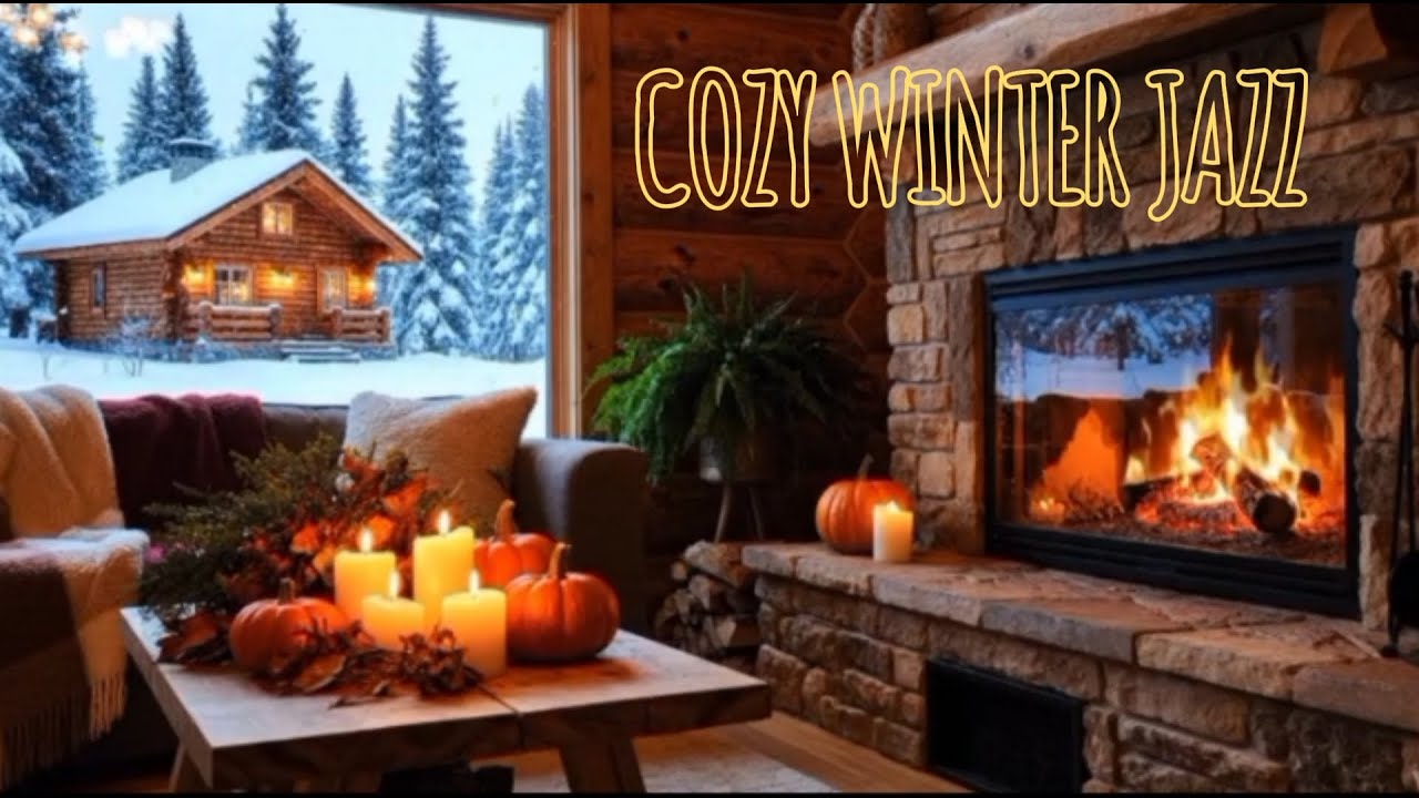 Cozy Winter Jazz in a Snowy Cabin - Relaxing Instrumental Music