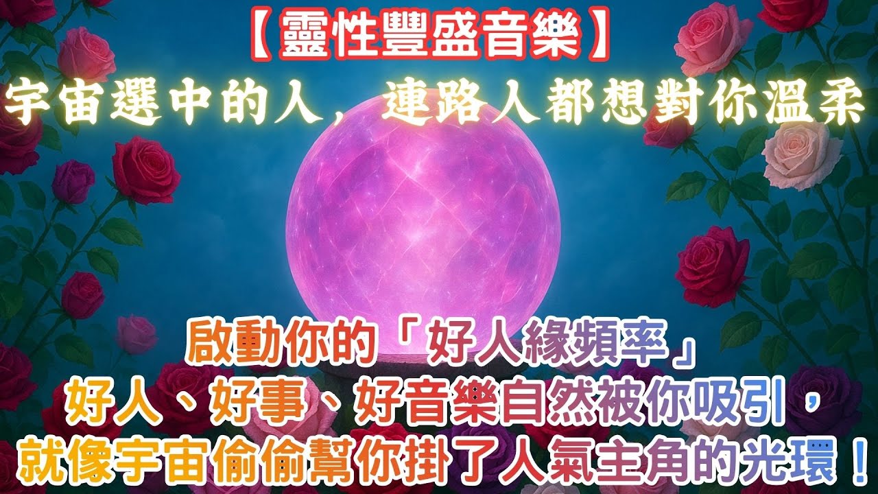 【靈性豐盛音樂】宇宙選中的人，連路人都想對你溫柔｜啟動你的「好人緣頻率」｜好人、好事、好音樂自然被你吸引，就像宇宙偷偷幫你掛了人氣主角的光環！