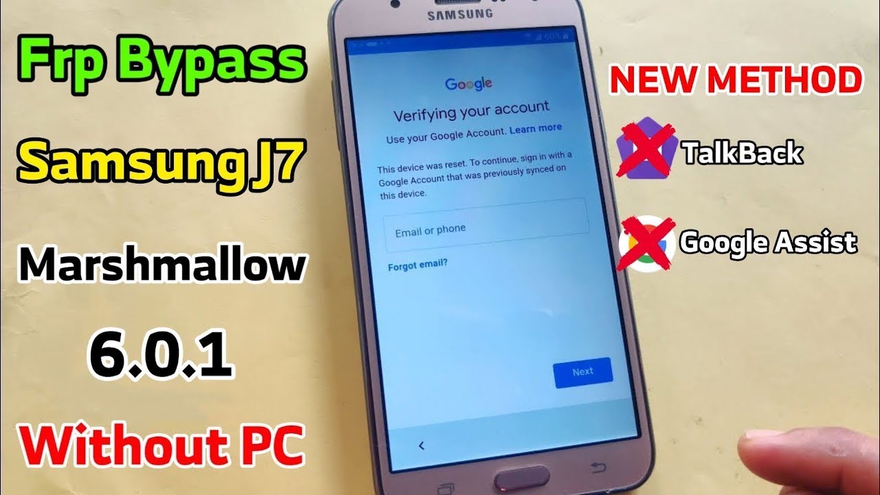 SamSung J7 J700H FRP Bypass without PC