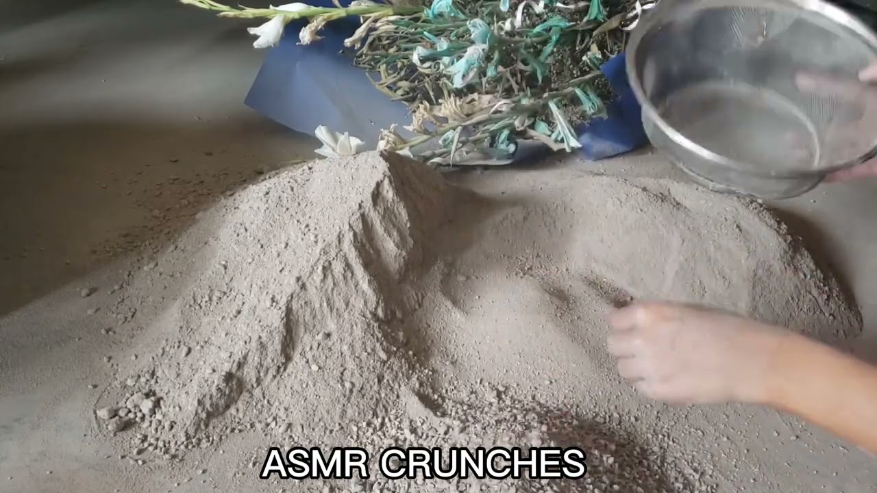 ASMR-Gritty Sand Cement Sifting on Floor💆‍♀️🤤Grit play & Dustplay🤤 Oddly satisfying video