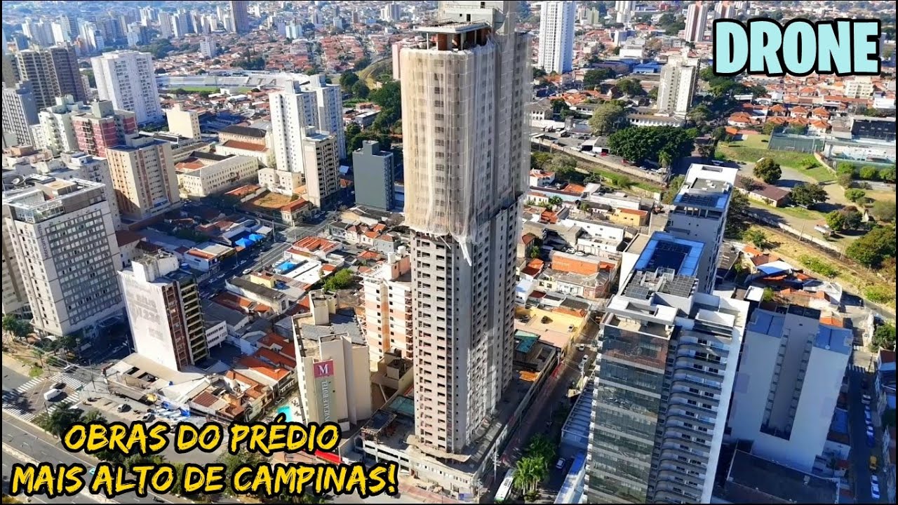 Drone mostra o avanço nas obras do edifício mais alto de Campinas: o Sirius Patriani - São Paulo