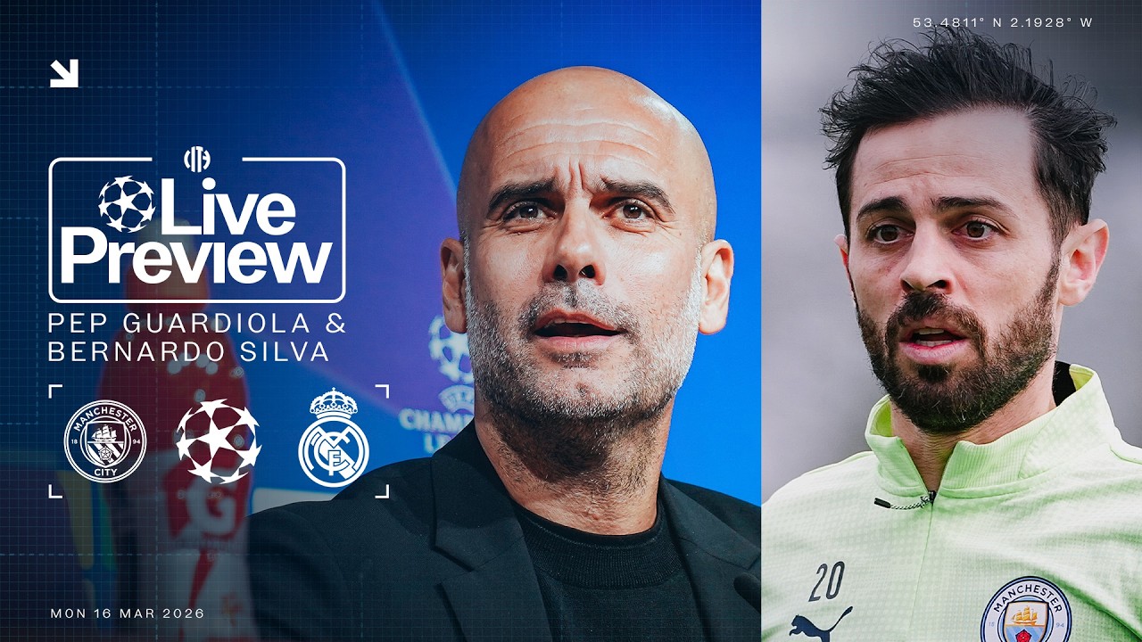 LIVE PREVIEW! Pep Guardiola & Bernardo Silva | Man City v Real Madrid | UEFA Champions League