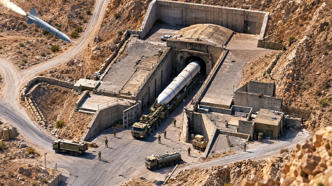 US Huge Missile Blast Near Pickaxe Mountain Collapsed Iran's Secret Nuclear Tunnels & Few L