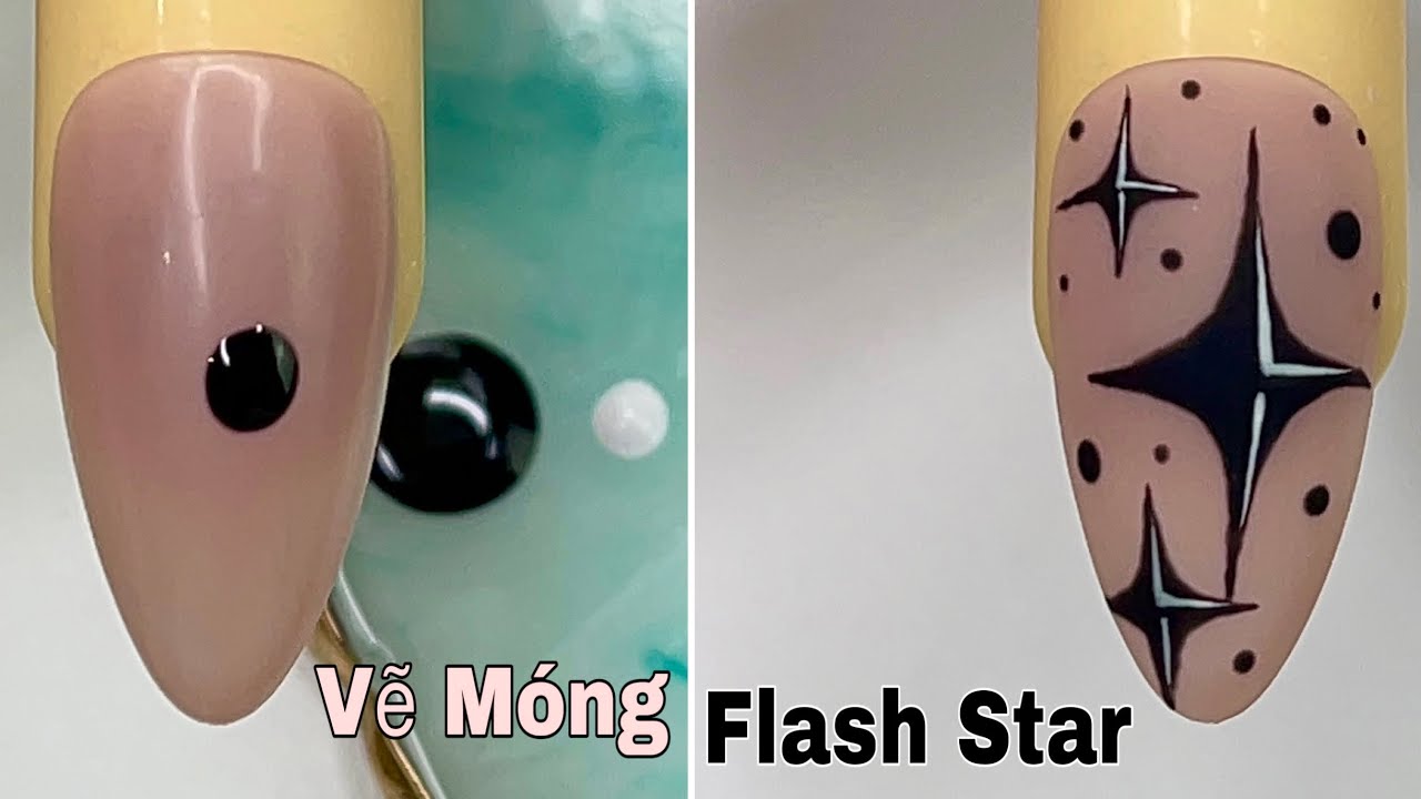 Easy Flash Star Nail Art For Beginner 💖Vẽ Móng 💅 New Nails Design 💝 New Nails