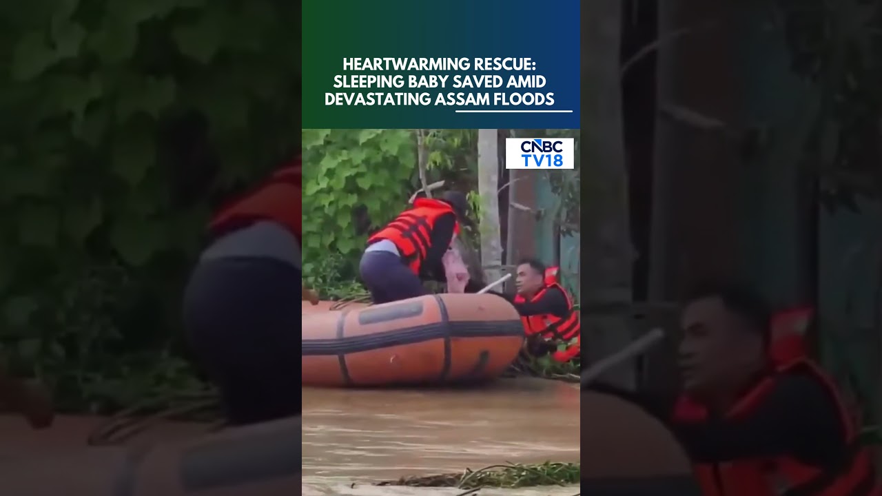 Touching Moment From Assam Floods: Rescuers Carry Sleeping Infant | | Assam Flood News | N18V