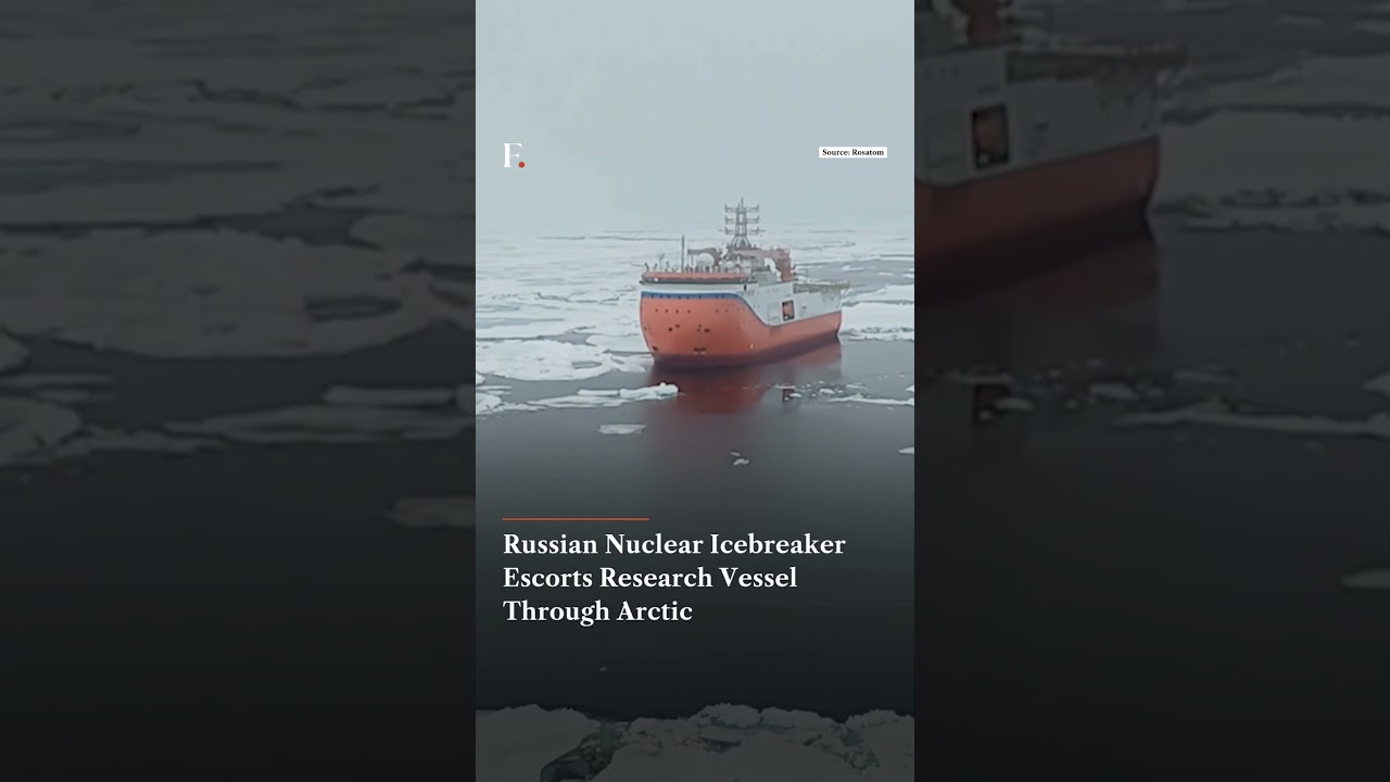 Russian Nuclear Icebreaker Escorts Research Vessel Through Arctic