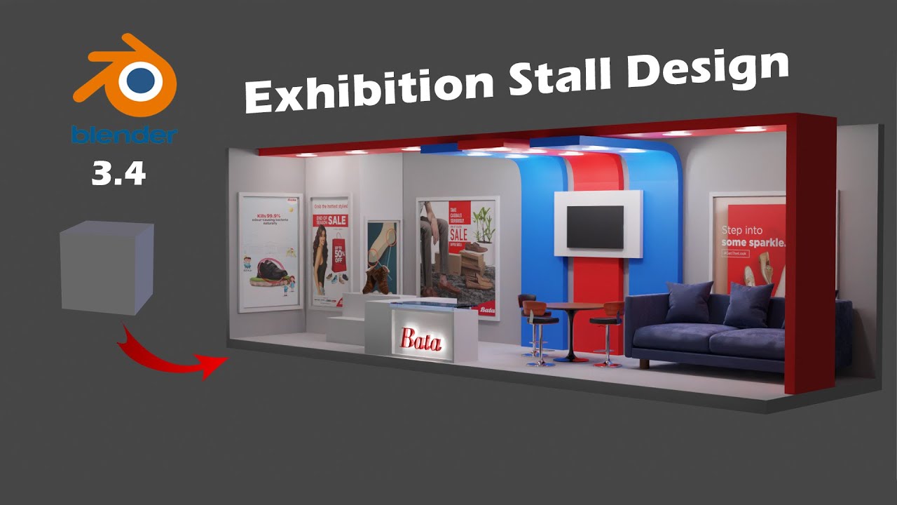 How To Design A Blender Exhibition Stall Textures And Lighting [Blender 3.4]