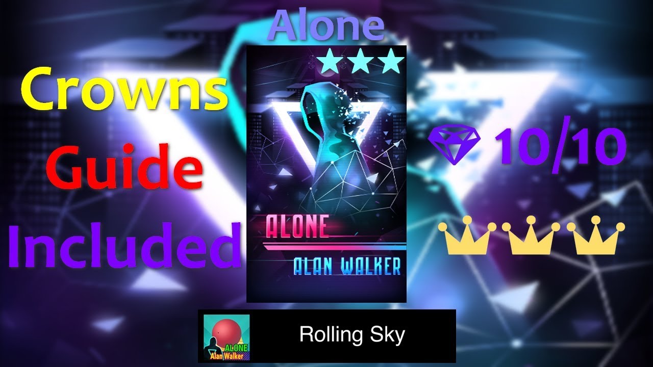 Rolling Sky Level 29 - Alone - 100% Completed All Diamonds And Crowns - With Crowns Guide