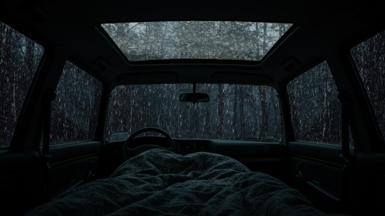 Rain Sounds & Thunder on Cozy Car ⛈️ Deep Sleep ASMR for Anxiety Relief & Calm Night Ambience