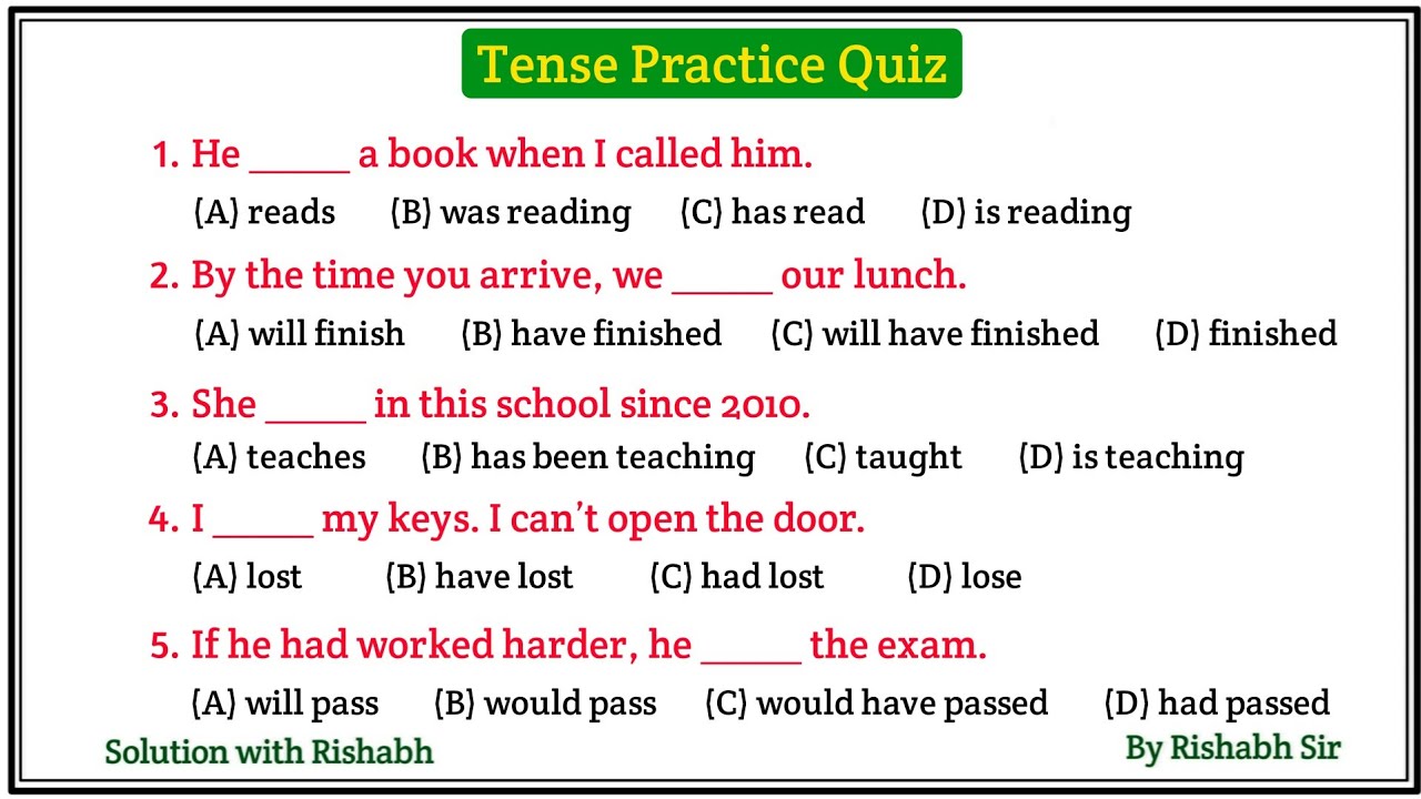 Tense practice test | Tense practice questions ssc | Tense in english grammar | Tense mcq test