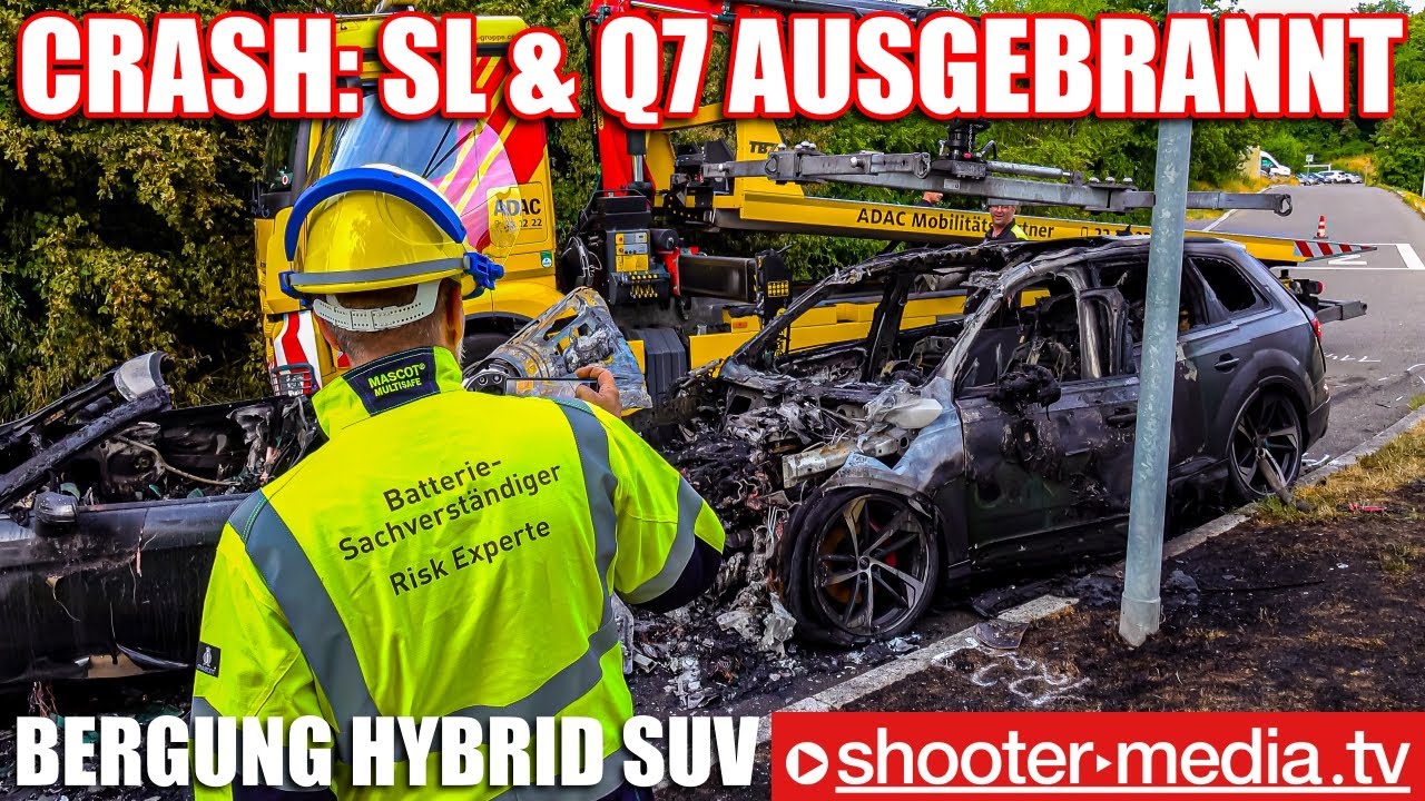 🔴  Crash in 30er Zone - 2 Luxus-PKW (Q7 & SL) ausgebrannt  🔴 | 🚒  Hybrid SUV gelöscht  🚒
