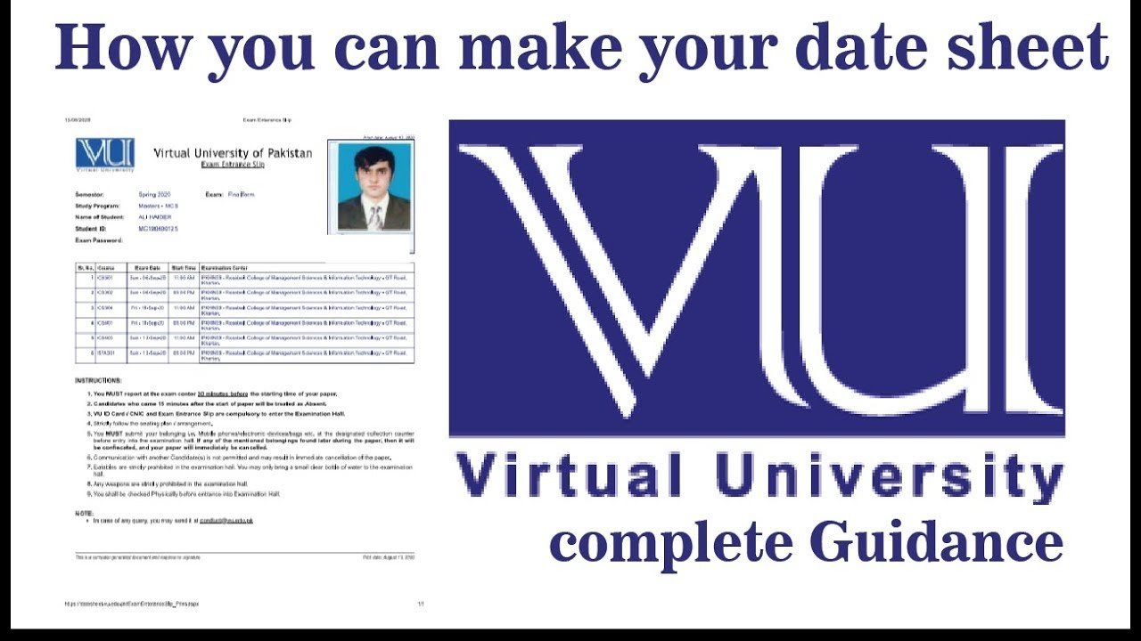 How to make date sheet of VU   virtual university date sheet make AHLP Technologies #vu #datesheet