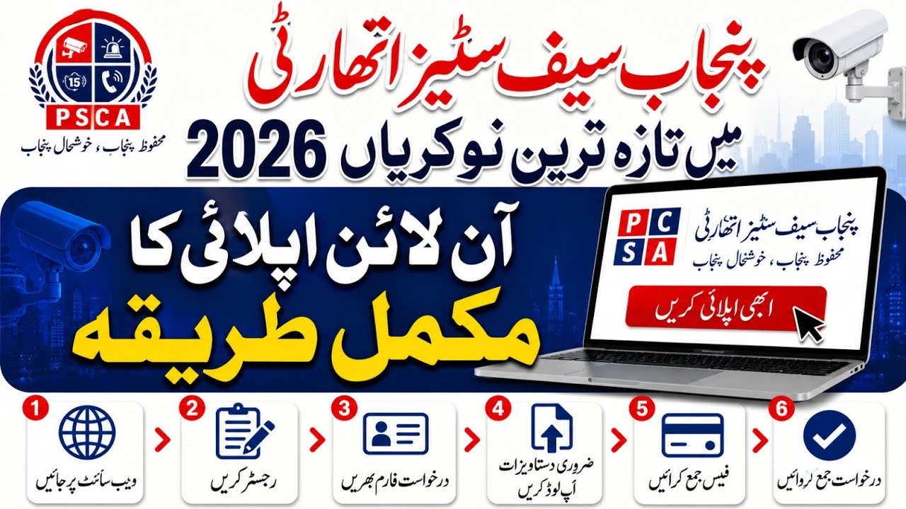 Punjab Safe City Jobs 2026 | PSCA Jobs Online Apply 2026 | How To Apply | Latest Punjab Police Jobs