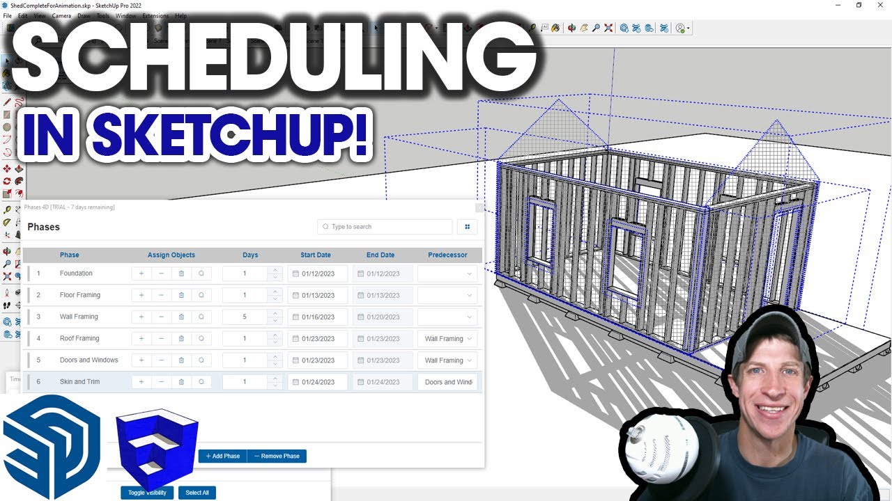 Construction SCHEDULING in SketchUp with Phases 4D! (New Extension from John Brock!)