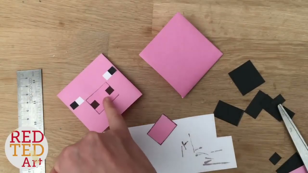 Easy Minecraft Pig Bookmark DIY   Paper Crafts