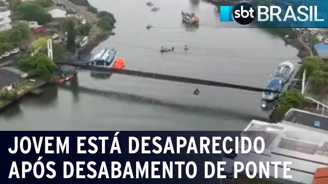 Jovem desaparece após ponte entre RS e SC desabar | SBT Brasil (20/02/23)