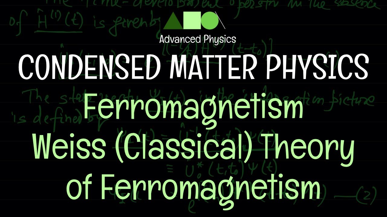 Condensed Matter Physics - Ferromagnetism : Weiss (Classical) Theory of Ferromagnetism