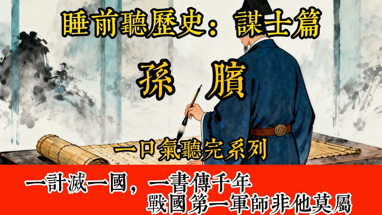 睡前聽歷史 - 孫臏：一計滅一國，一書傳千年，戰國第一軍師非他莫屬        #歷史#助眠#聽歷史#雨聲#白噪音#歷史人物#一口氣#Chinese history movie