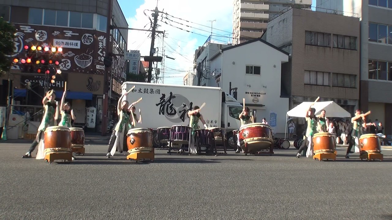 城島龍神太鼓 ＆ 福岡県立三潴高等学校和太鼓部 第51回水の祭典 久留米まつり 太鼓響演会