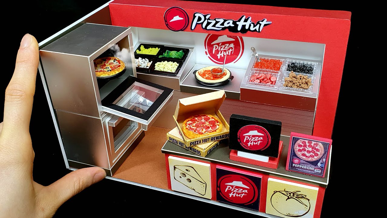 DIY Miniature Realistic Pizza Hut Board shop # - Build Amazing Pizza Hut shop !!