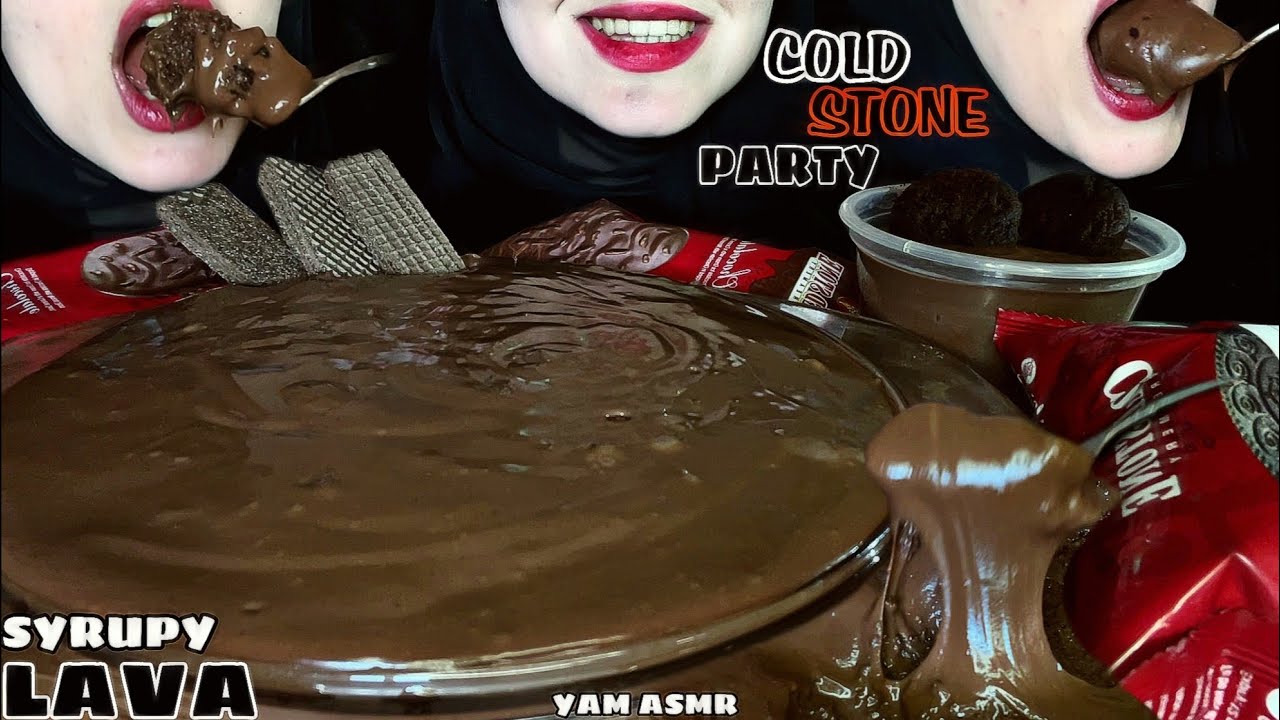 🍫ASMR COLD STONE PARTY NUTELLA SYRUPY FUDGE CAKE, ICE CREAM MUKBANG 누텔라 콜드스톤 파티 / ヌテラのコールドストーブパーティー