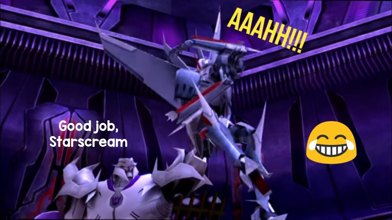 Megatron uses Starscream as a human shield - TFP Game Cutscene