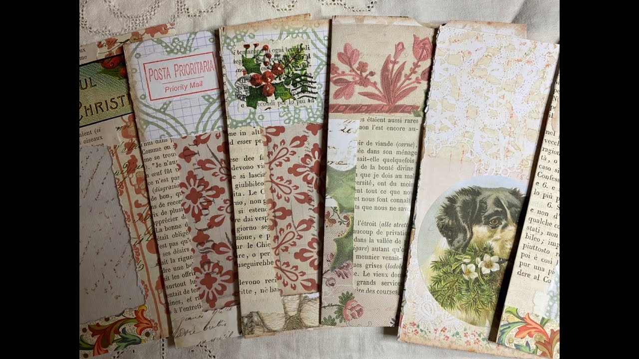 Christmas junk journal collage window envelopes