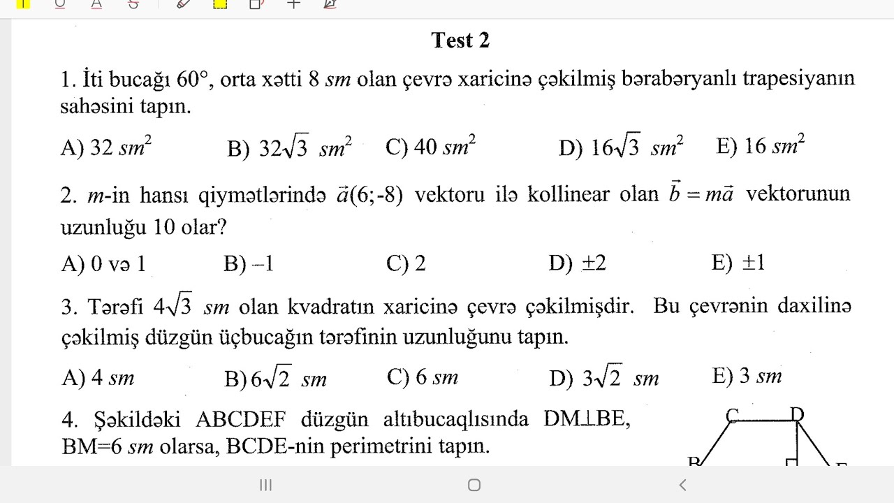 Yaqubov Həndəsə Test 2