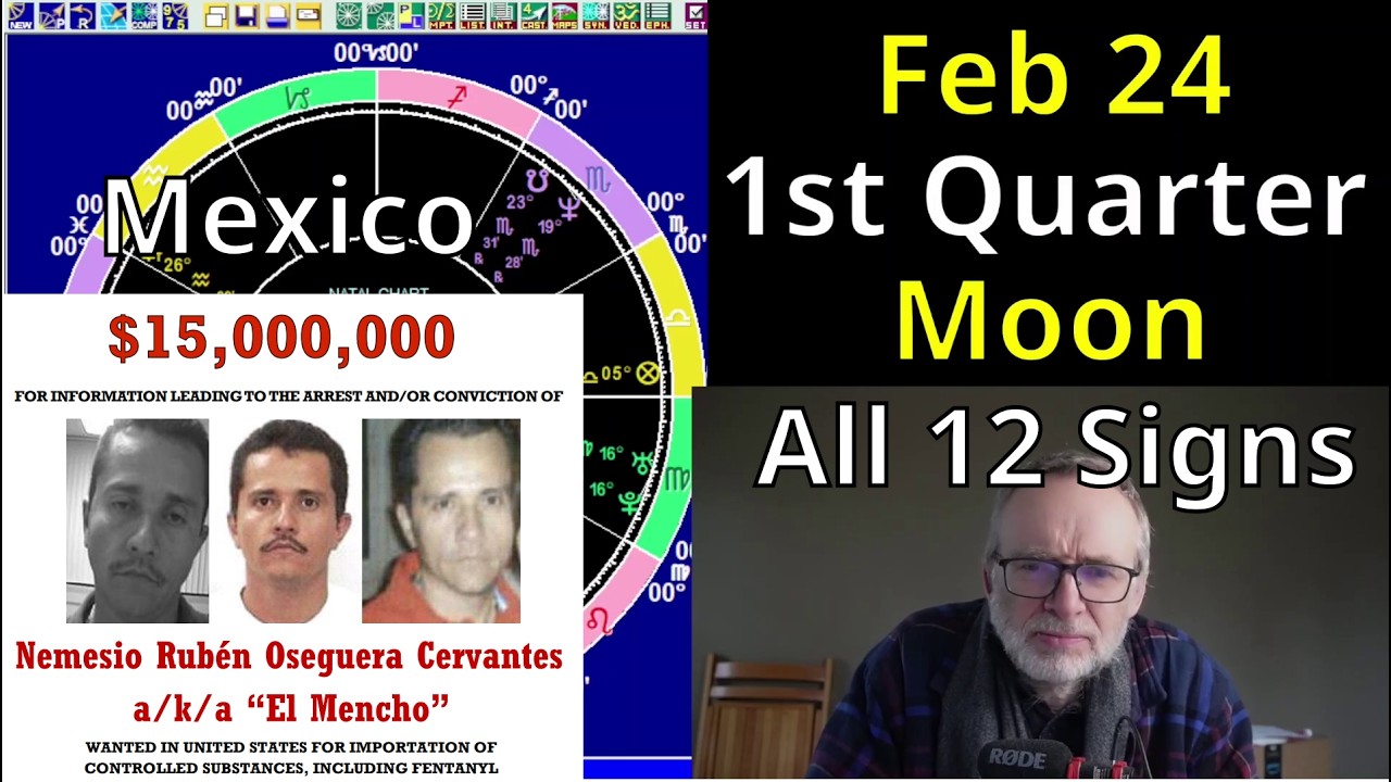 Tues Feb 24 2026 astrology, ALL 12 SIGNS, 1st Q Moon, Mexico