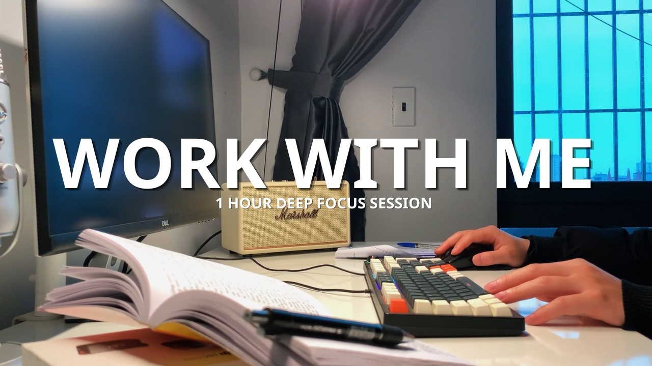 1hr work with me | deep focus productivity music, pomodoro 25/5 (no talking)