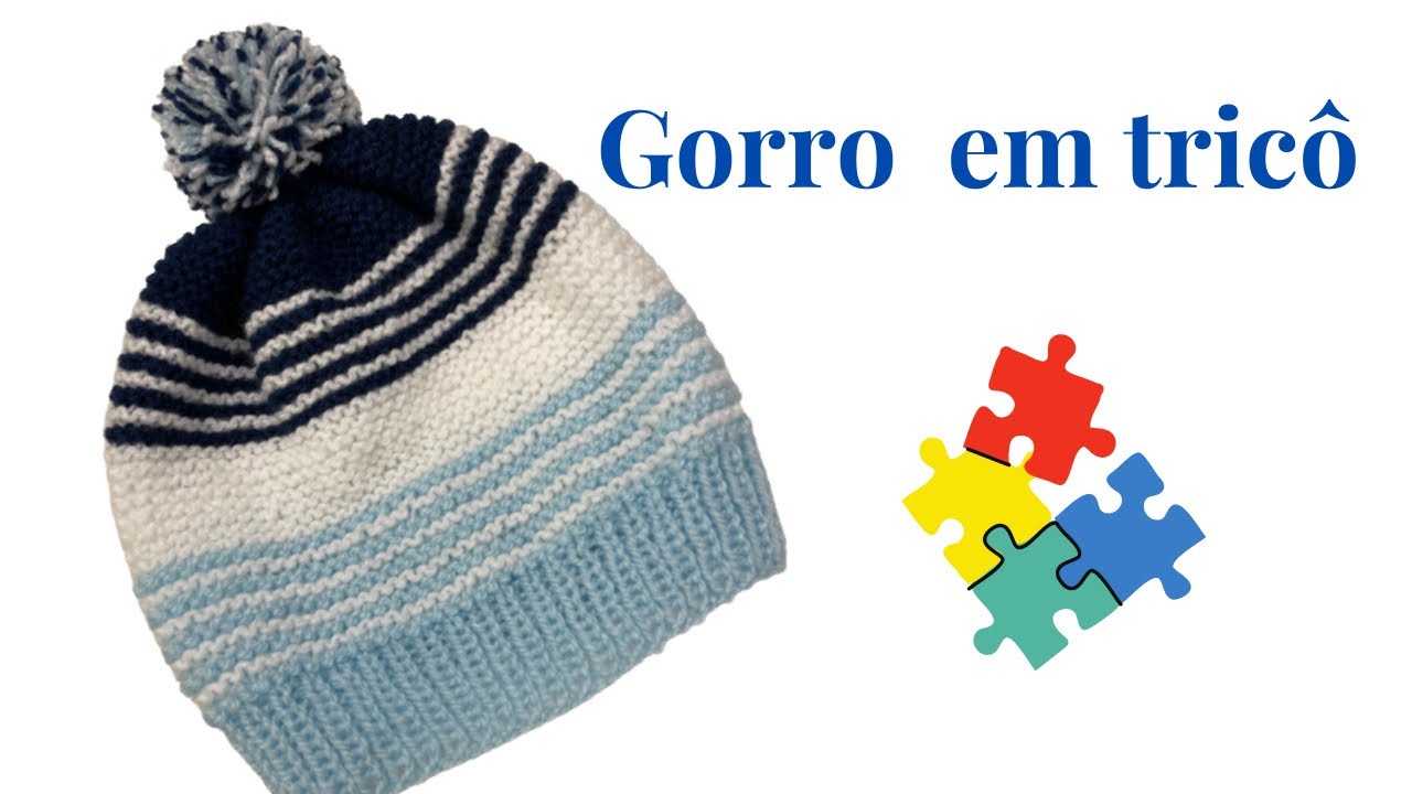 GORRO EM TRICÔ PARA BEBÊ - LISTRAS