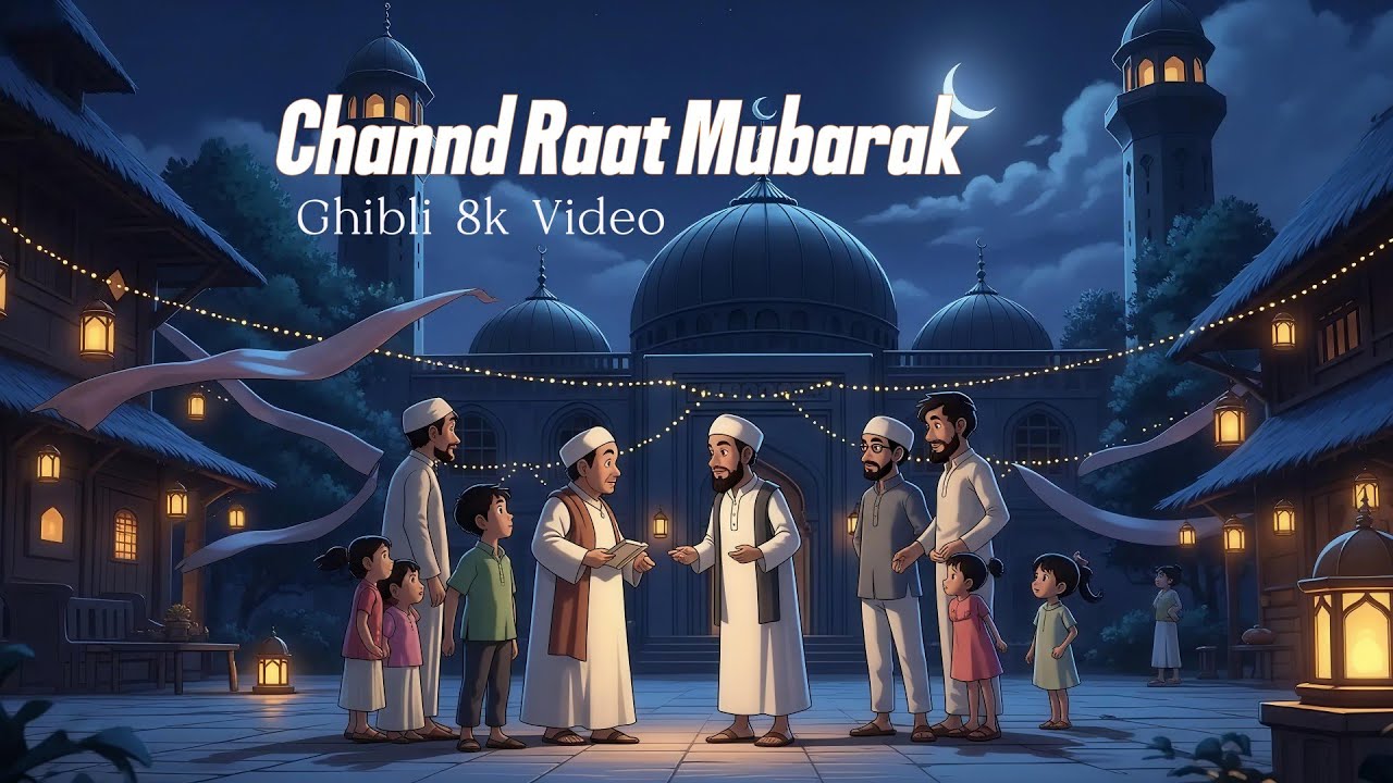 🌙 Chand Raat Village Eid Animation | Ghibli Style 8K Urdu / Hindi | Chand Raat Mubarak 