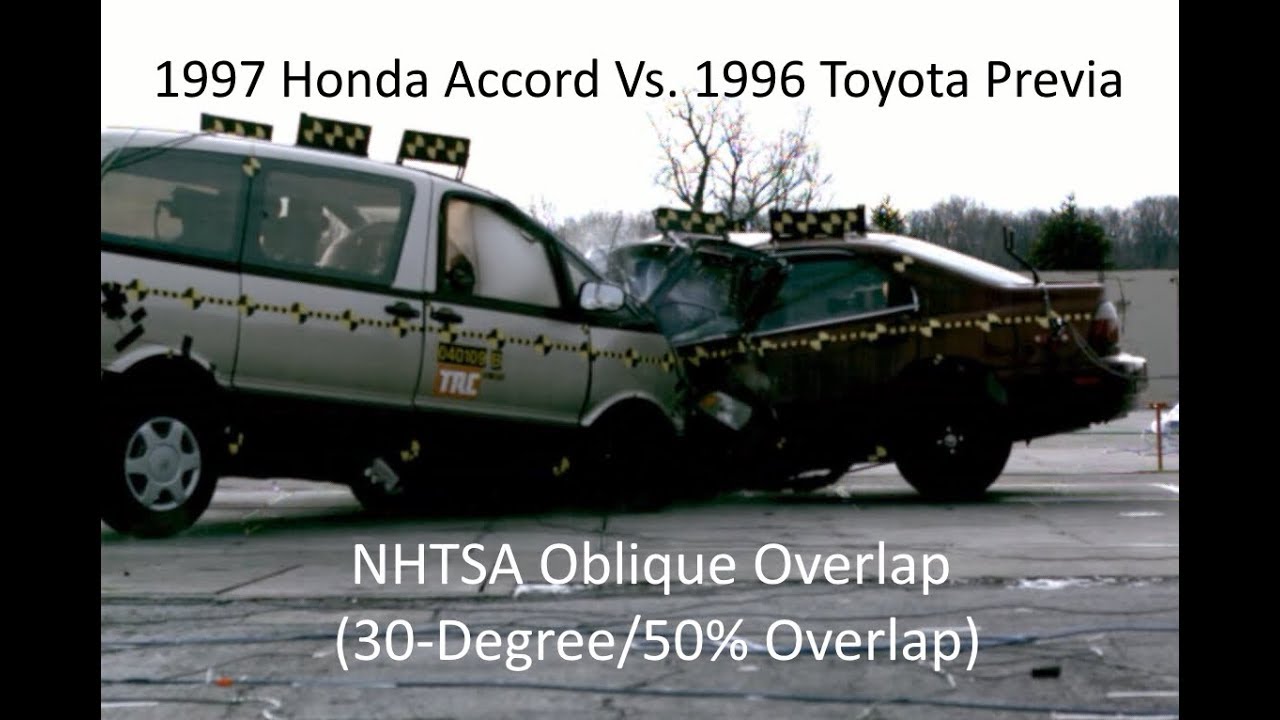 1997 Honda Accord Vs. 1996 Toyota Previa NHTSA Oblique Overlap Crash Test