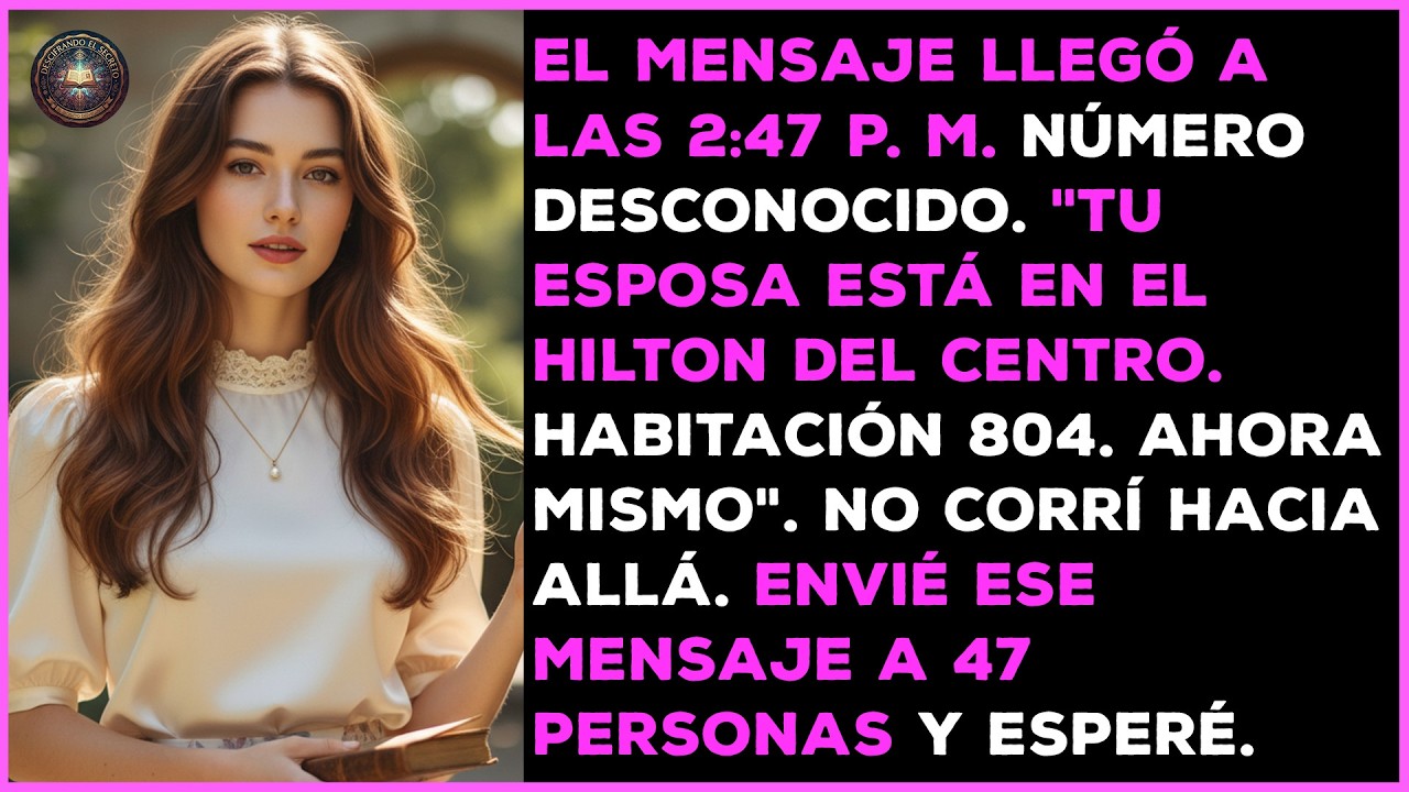 Recibí un texto: 'Tu esposa en el Hilton, Hab 804'. Lo envié a 47 personas...