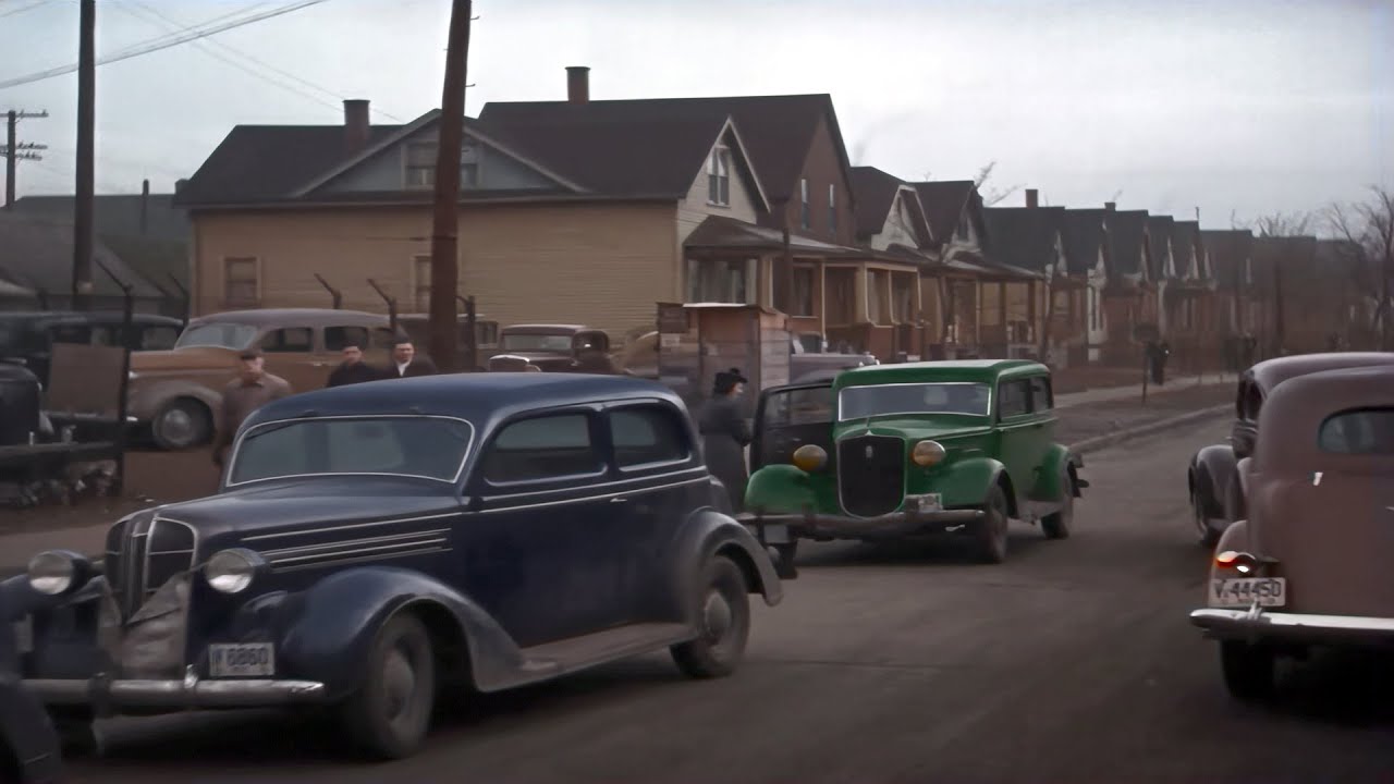 Going to Work in Detroit 1930s In Color [60fps, Remastered] Sound Design