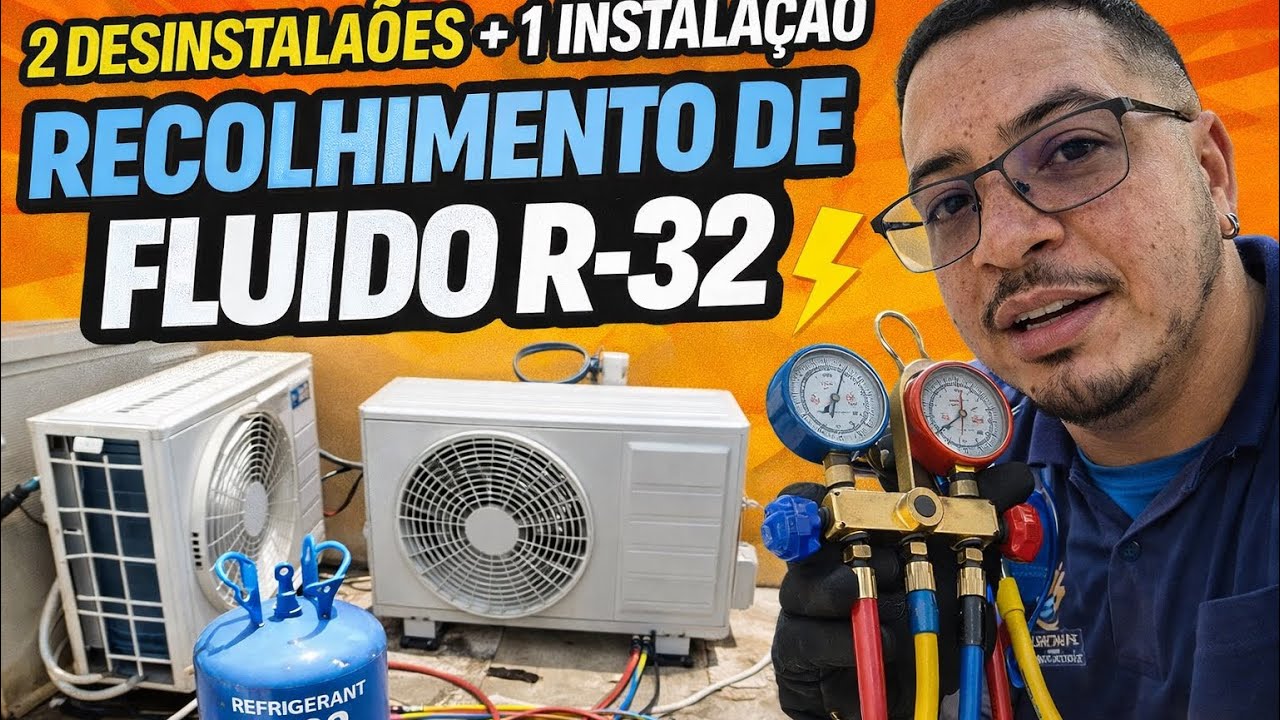 2 Desinstalações, 1 Instalação e Recolhimento de Fluido R-32 | Serviço Completo!