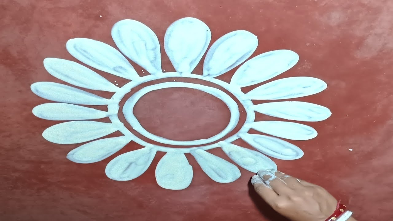 easy creative medium round rangoli design for beginners  from alpona creator