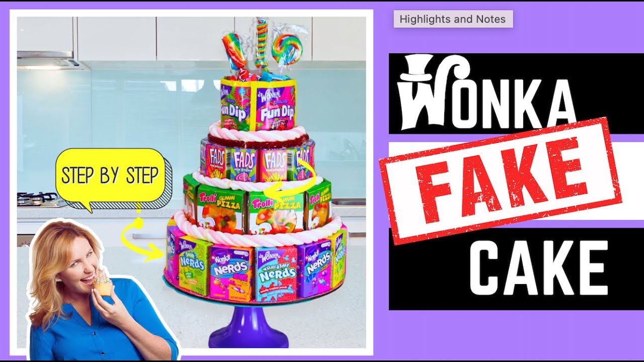 FAKE Wonka Candy Cake! The easiest 4 tier Birthday Cake you'll ever fake!
