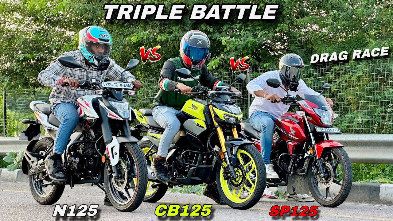 Honda CB 125 hornet vs bajaj pulsar n125 vs Honda sp 125 | triple battle | drag race