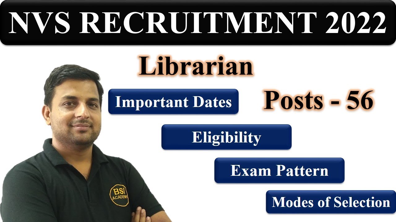 NVS Librarian Vacancy 2022 | Complete NVS Recruitment Notification 2022 | All Details
