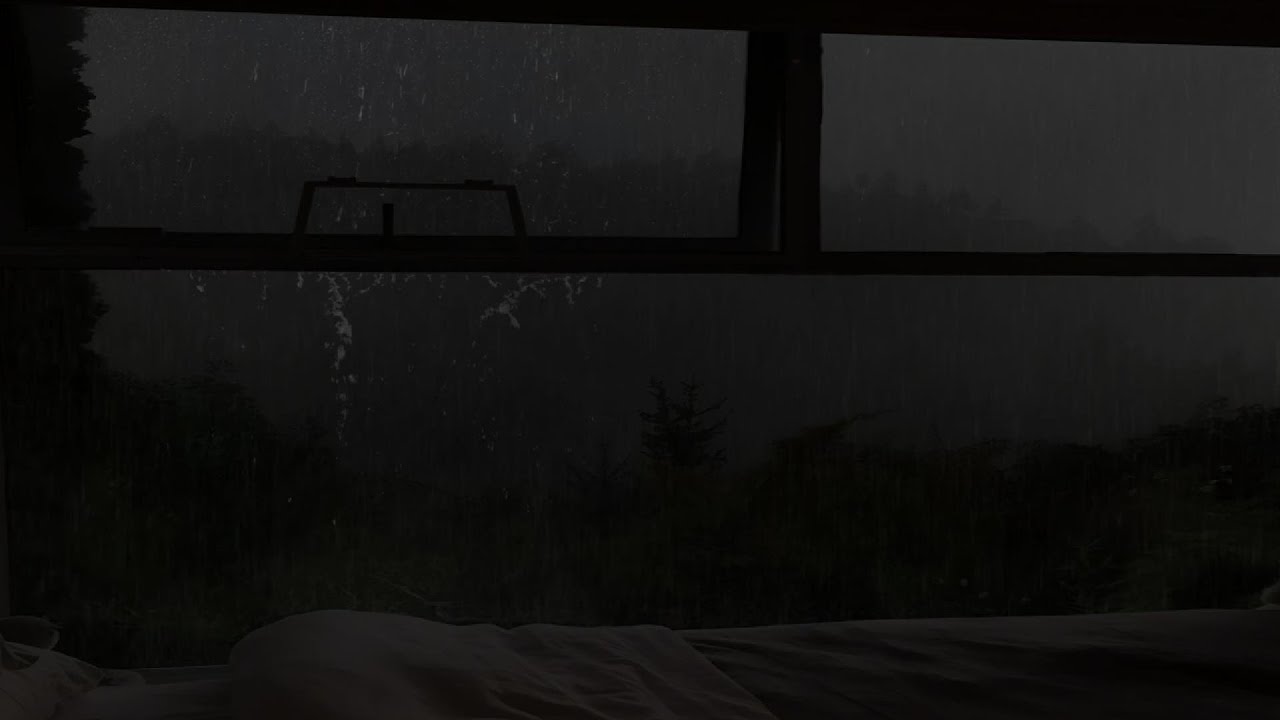 Rain Falling on Window at Night  Relaxing Sleep Sounds (2 Hours)