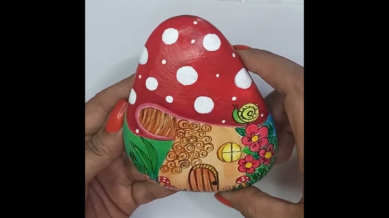 Mushroom Fairy House Painting on Rock ❤️ | Step By Step House Painting | Acrylic Painting