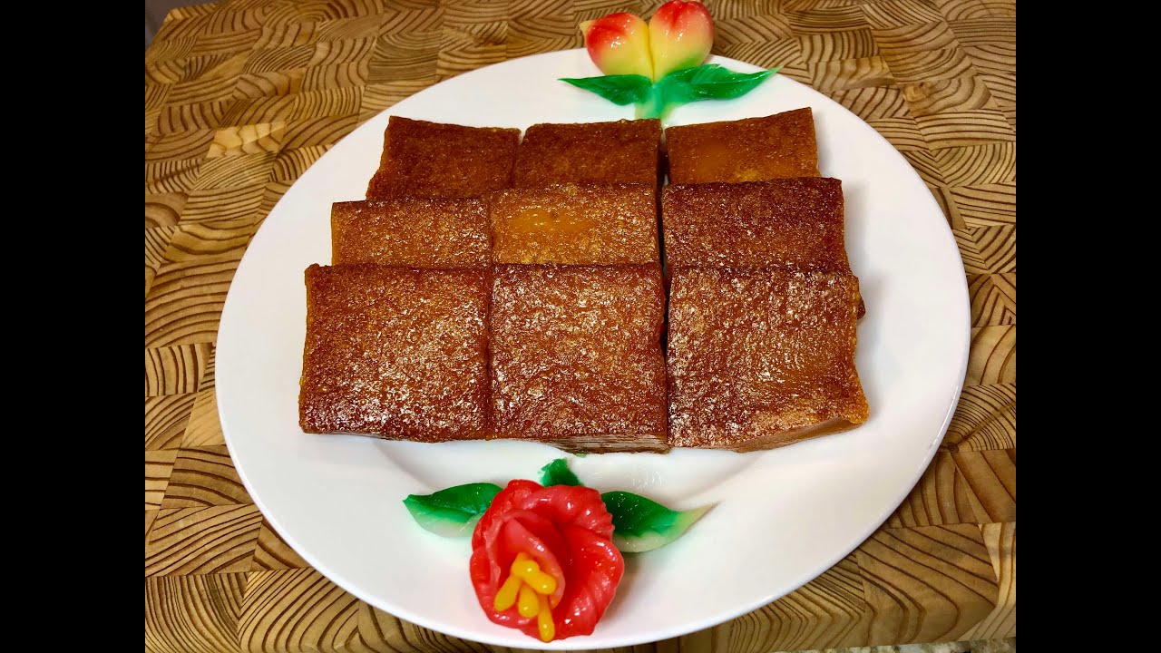 【椰汁🥥焦糖年糕】*Eng Sub* Rice / New Year Cake 配方獨特，個人珍藏，顏色天然亮麗，不含人工色素，軟糯適中，韌而帶爽，淡淡椰香，清香竹葉，配與焦糖香味，最重要的軟硬適中