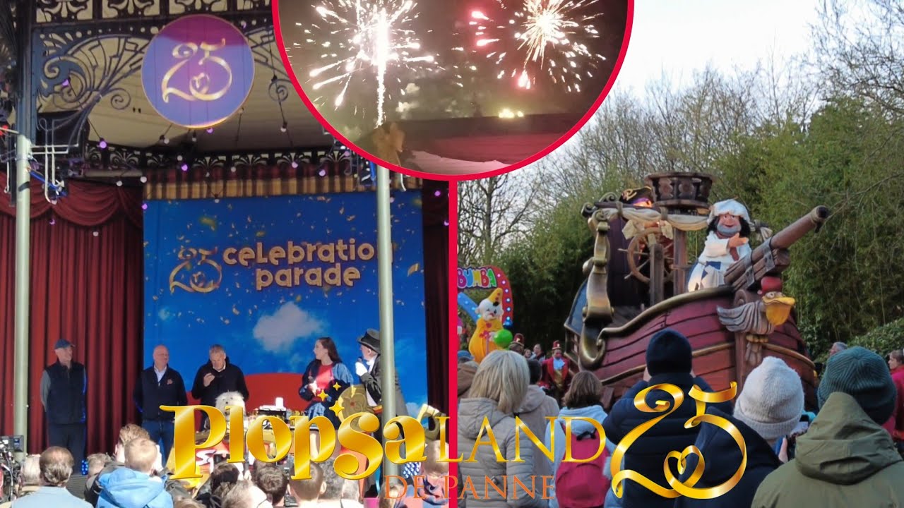 25 jaar plopsaland de panne nieuw themagebied | 25 celebration parade | Samson en Marie | vuurwerk