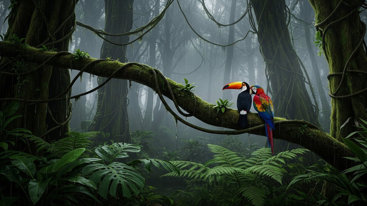 Amazon Rainforest Ambience 10 Hours of Jungle Rain and Bird Sounds for Sleep, Relaxation  Meditation