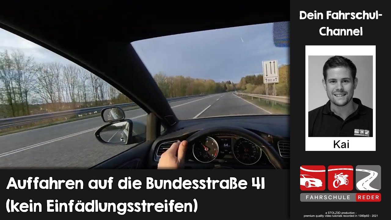 Wie fahre ich richtig auf die Bundesstra&szlig;e B41 auf? (Kein Einf&auml;delungsstreifen)